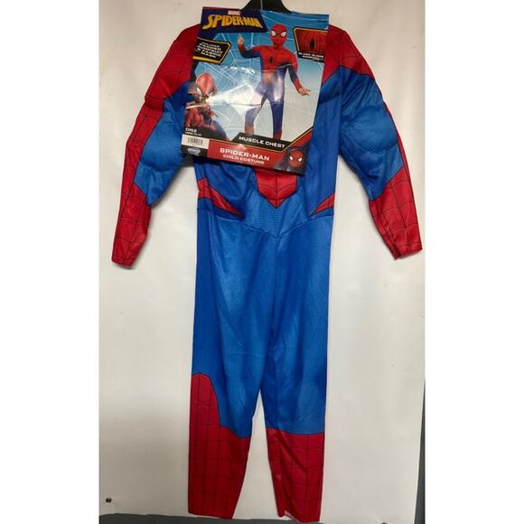 SpiderMan Spidey costume padded stretchy marvel L Halloween with mask READ - Picture 1 of 7